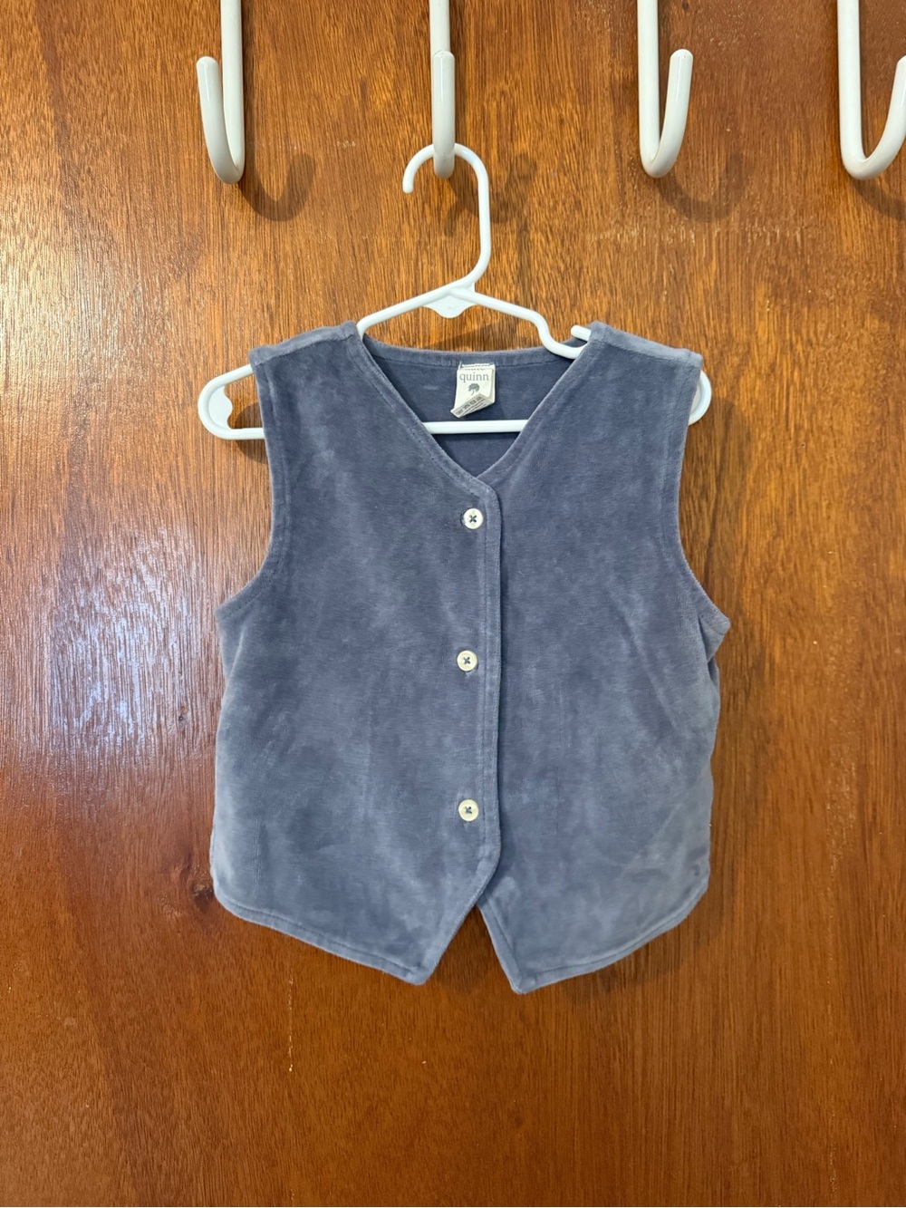 KATE QUINN Kids Velvet Button Vest - Slate Blue Size 4T